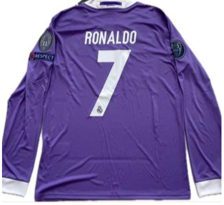 1617 Real Madrid jersey No. 7 Ronaldo Ronaldo Ronaldo Champions League final purple away long-sleeved football jersey