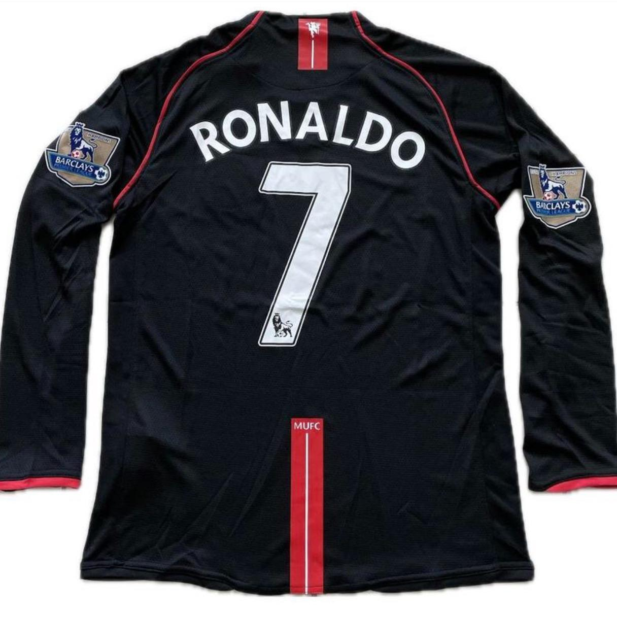 0708 Manchester United retro jersey Champions League Black Manchester United No. 7 Ronaldo long-sleeved football jersey
