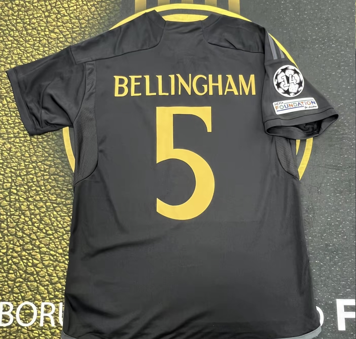 23 24 Away Bellingham 5 Black Short Sleeve Soccer Jersey