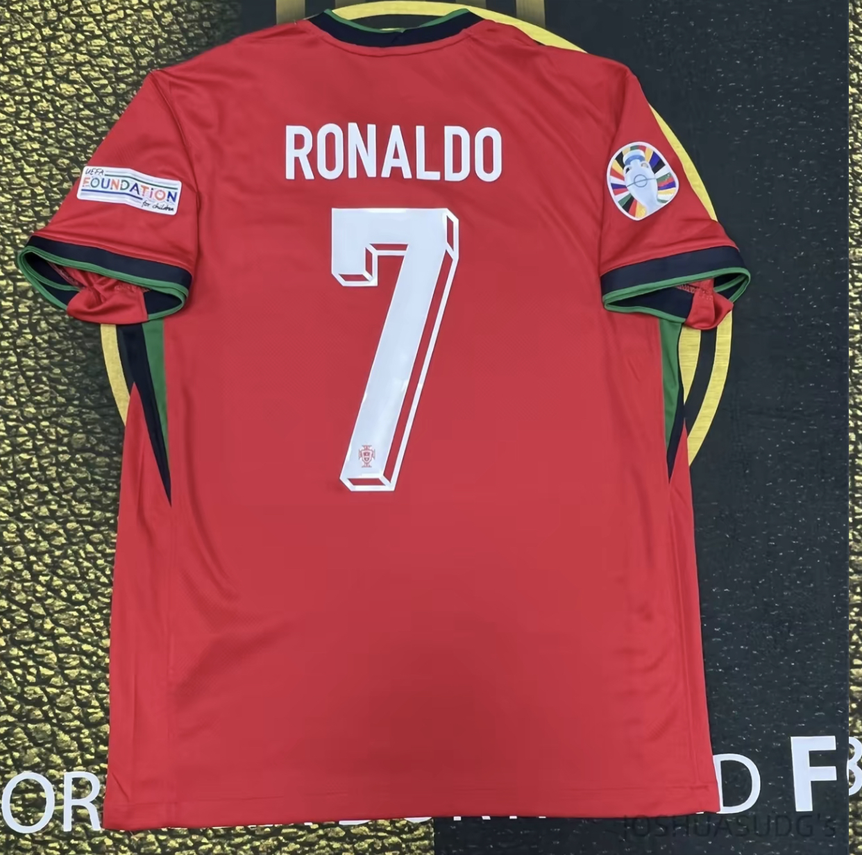 Euro 2024 Portugal Home Cristiano Ronaldo NO.7 Red Short Sleeve Football Jersey