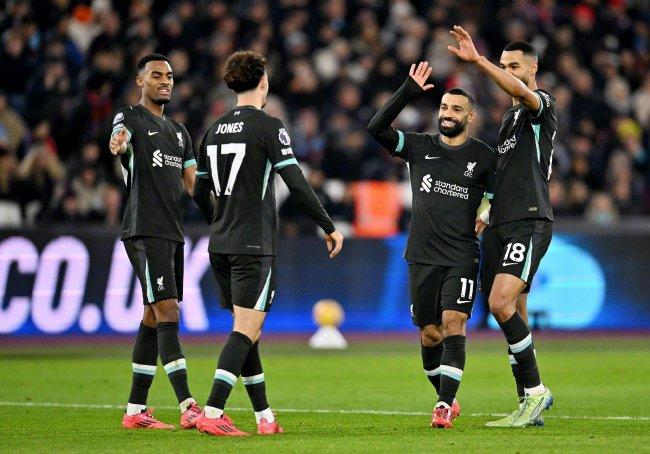 English Premier League - Salah crosses Diaz to score Liverpool 5-0 West Ham United(haojie)