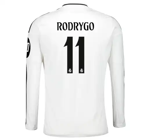 24/25 Men's Real Madrid home long-sleeved shirt White #11 Rodrygo
