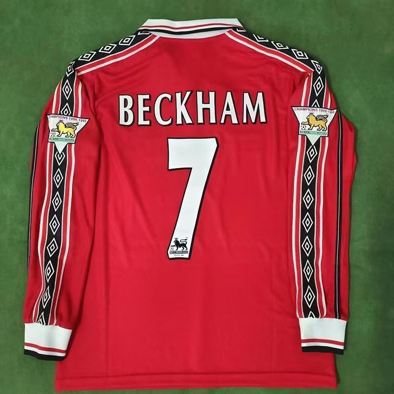 Throwback shirt 98-99 Manchester United treble-winning home Giggs Scholes Beckham football shirt
