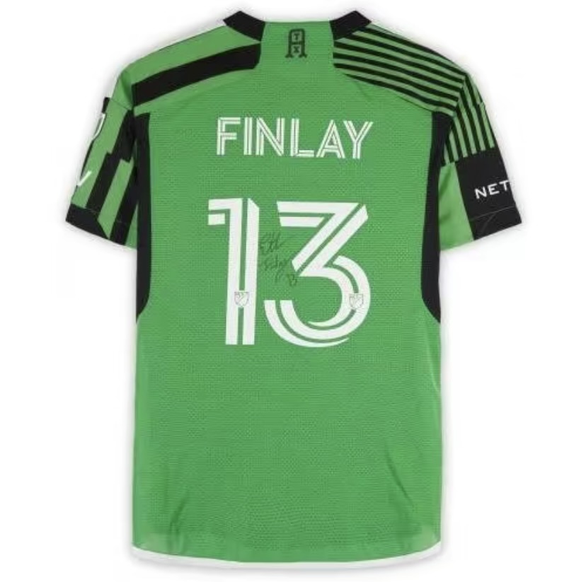 Ethan Finlay Austin FC Autographed Match-Used #13Green Jersey from the 2024 MLS Season -Size SFanatics Authentic Certified-Soccer Memorabilia