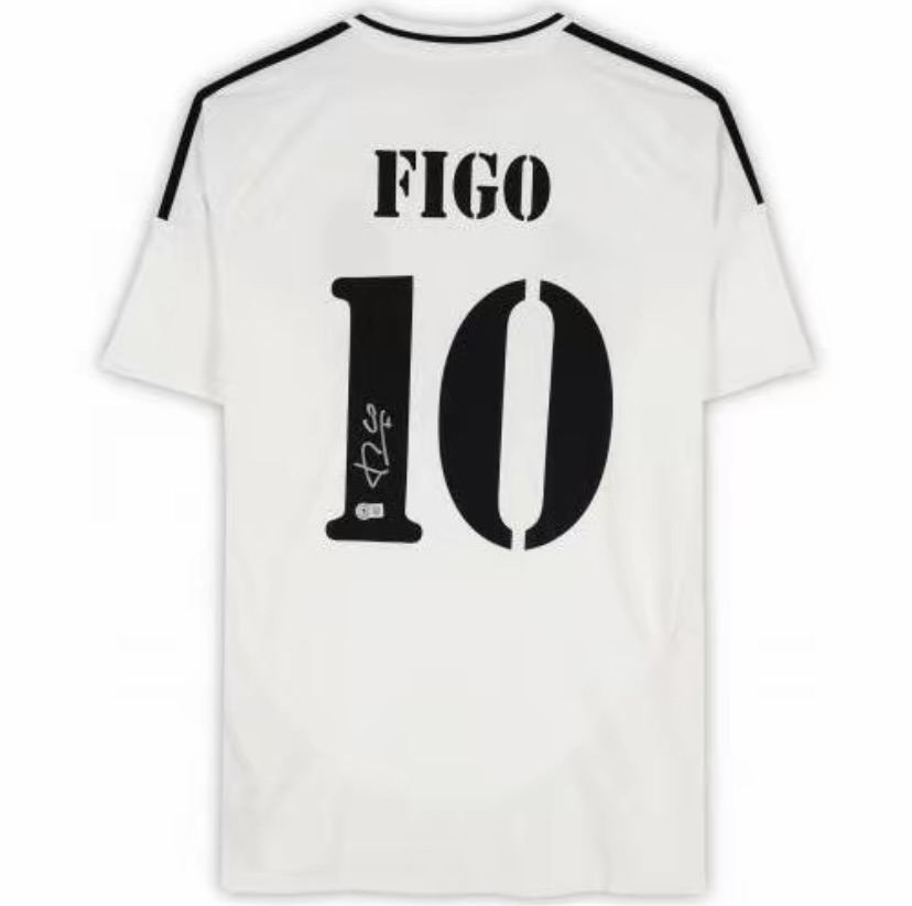 Luis Figo Real Madrid Autographed 2024-25 White Home Adidas versev-BAS-Fanatics Authentic Certified-Soccer Memorabilia