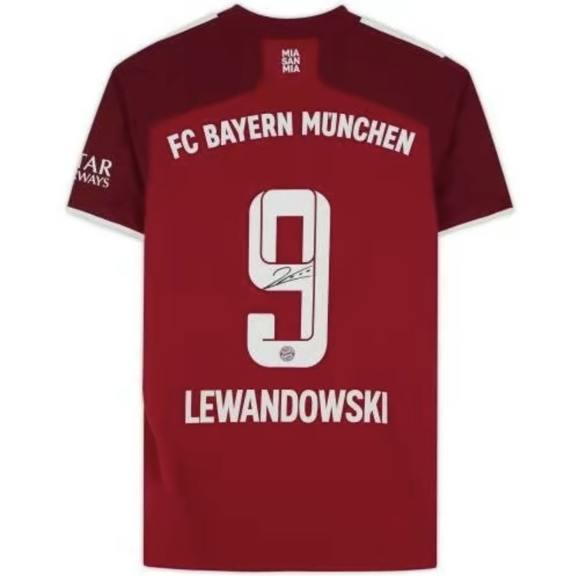 Robert Lewandowski Bayern Munich AutographedAdidas 2021 -2022 Red Jersey-Fanatics AuthenticCertified-Soccer Memorabilia