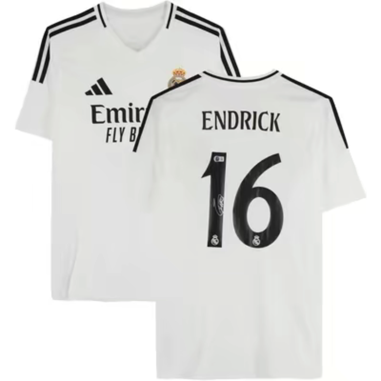 Endrick Real Madrid CF Autographed 2024-25 White Adidas Jersey - Fanatics Authentic Certified - SoccerMemorabilia
