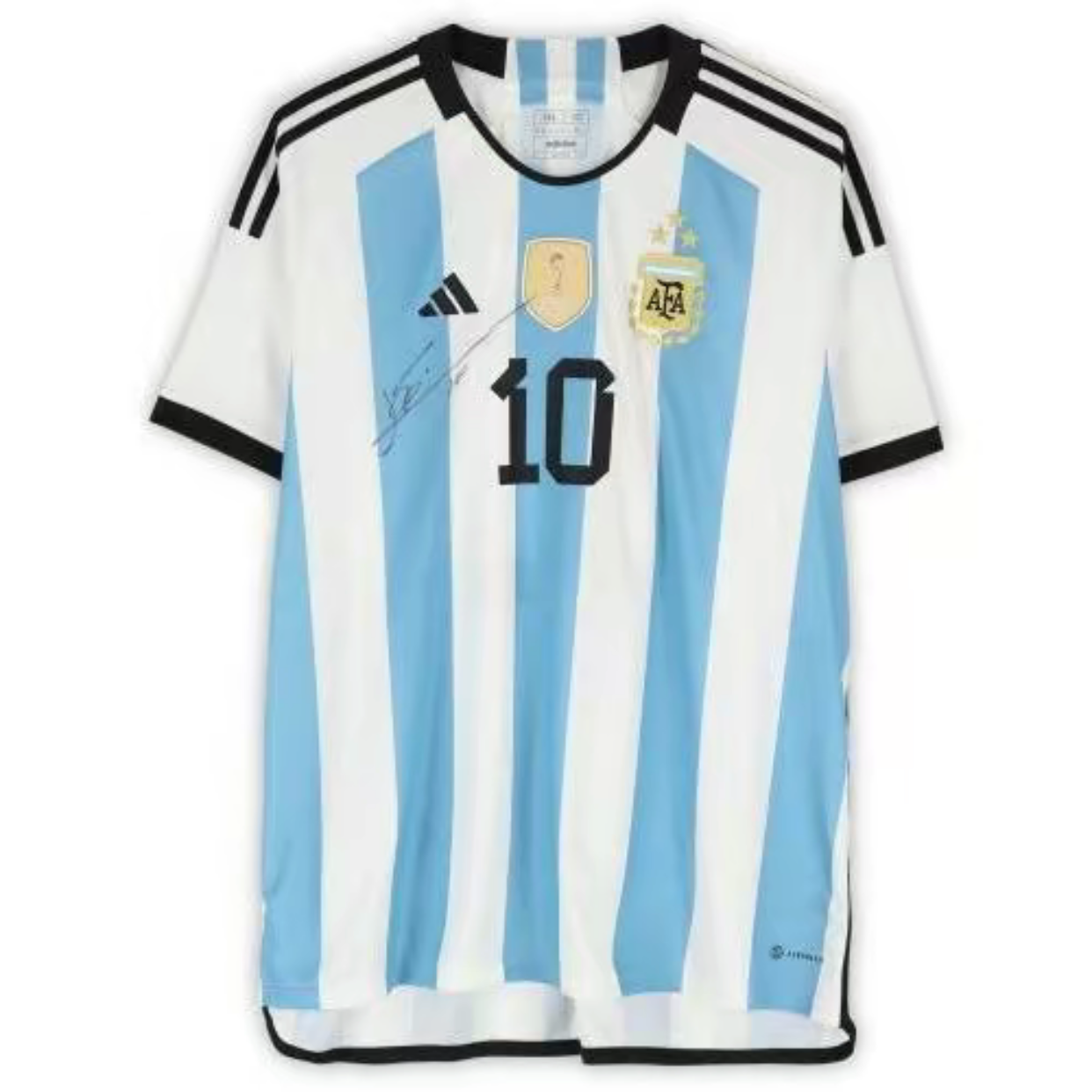 Lionel Messi Argentina National Team Autographed 2024 adidas Replica Jersey - Front Signed - World Cup Champions Patch - Fanatics Authentic Certified - Soccer Memorabilia