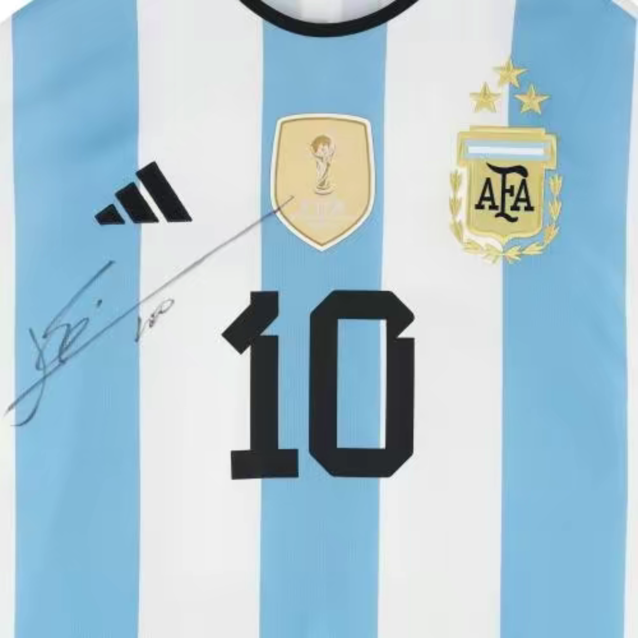 Lionel Messi Argentina National Team Autographed 2024 adidas Replica Jersey - Front Signed - World Cup Champions Patch - Fanatics Authentic Certified - Soccer Memorabilia
