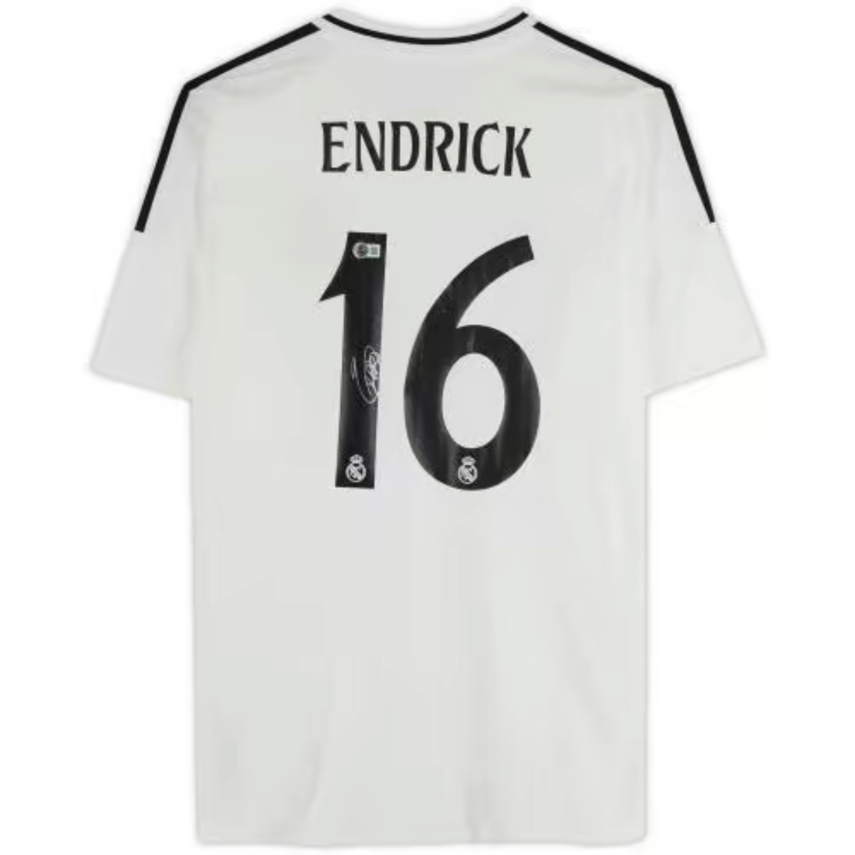 Endrick Real Madrid CF Autographed 2024-25 White Adidas Jersey - Fanatics Authentic Certified - SoccerMemorabilia