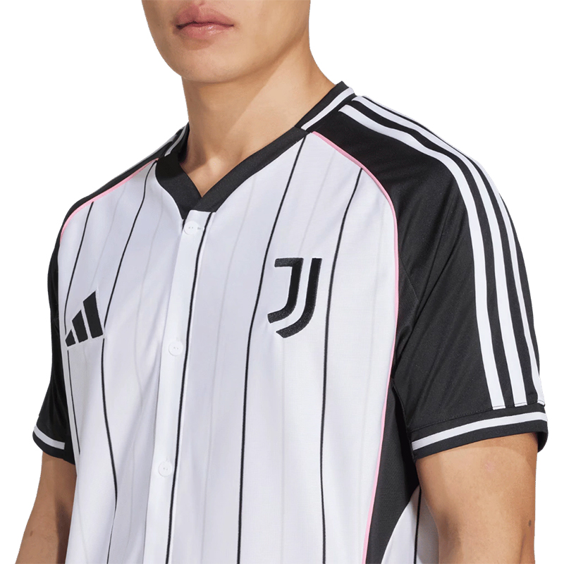 25/26 Men's Juventus Short-Sleeved Baseball Shirt Football Jersey Stripes White