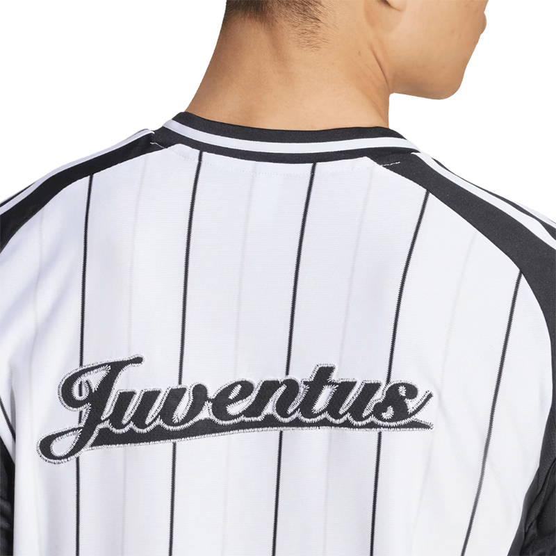 25/26 Men's Juventus Short-Sleeved Baseball Shirt Football Jersey Stripes White