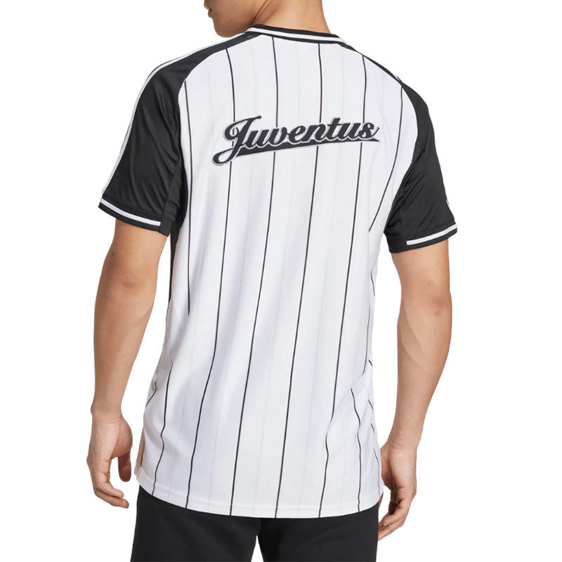 25/26 Men's Juventus Short-Sleeved Baseball Shirt Football Jersey Stripes White