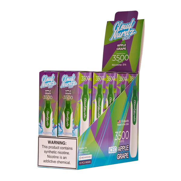 Iced Apple Grape Cloud Nurdz 3500 - Air Bar Vape Shop