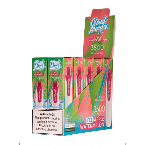 Iced Apple Watermelon Cloud Nurdz 3500 - Air Bar Vape Shop