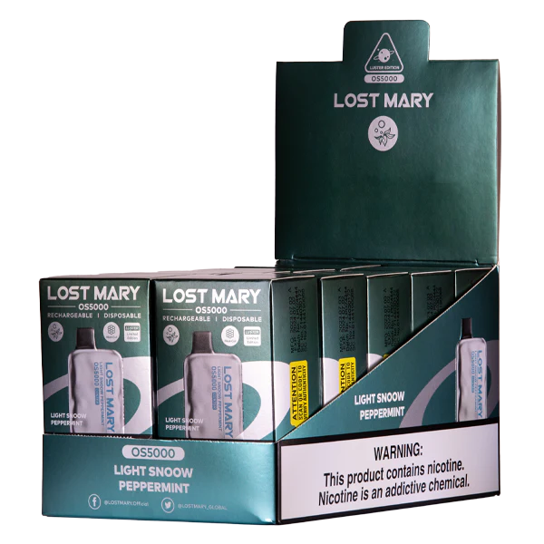 Light Snoow Peppermint Lost Mary OS5000 Luster - Air Bar Vape Shop