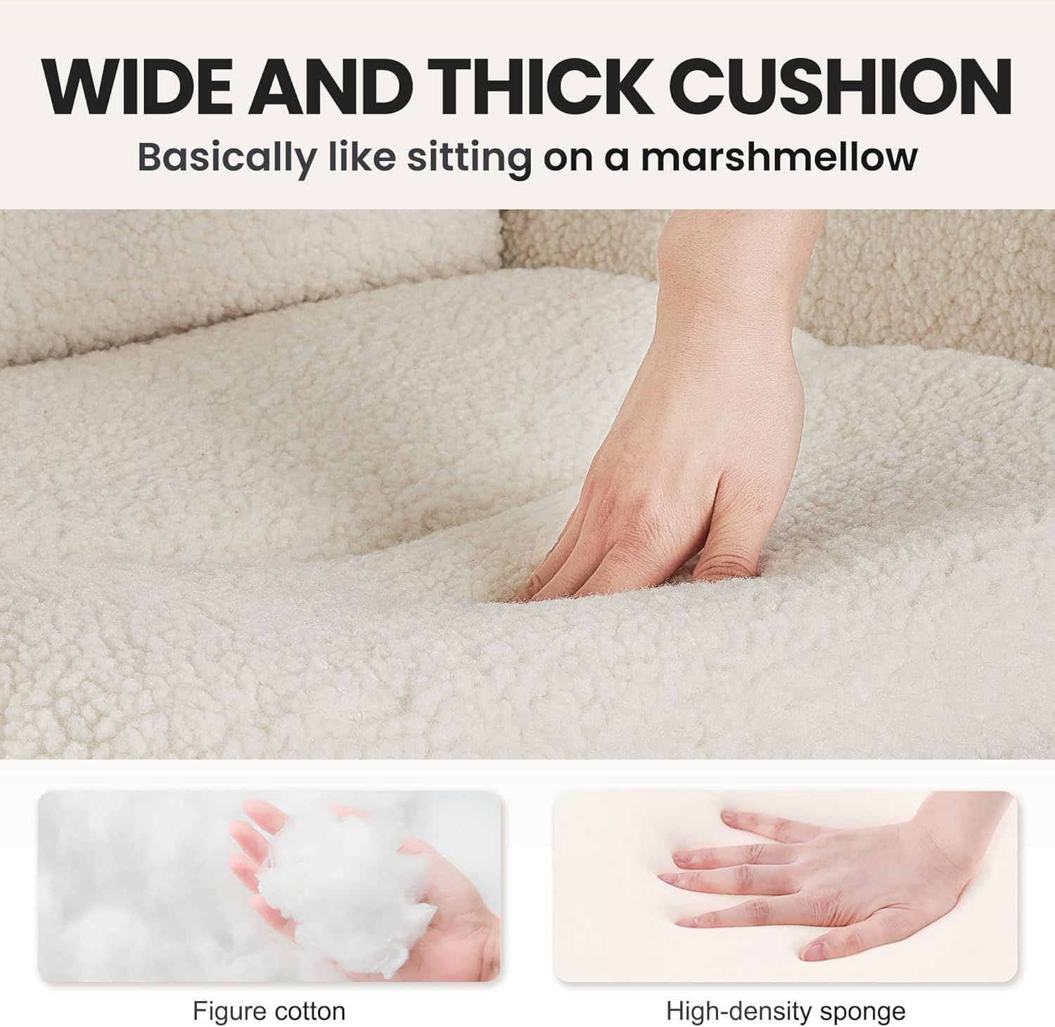 High-Back Home Office Chair, Upholstered Desk Chair with Armrests, Height Adjustable Armchair with Wheels, Swivel Office Desk Chair, Ergonomic Computer Task Chair, Leisure Armchair Cashmere (White)