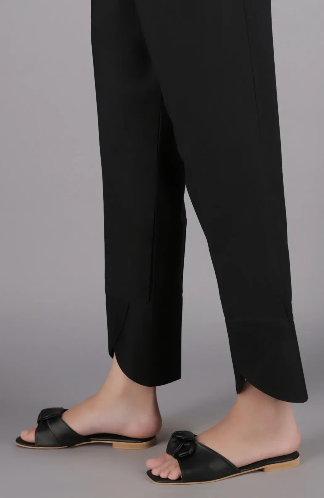 Stitched Bottoms 1 Piece Plain Cambric Pants (NRP-105/S BLACK)