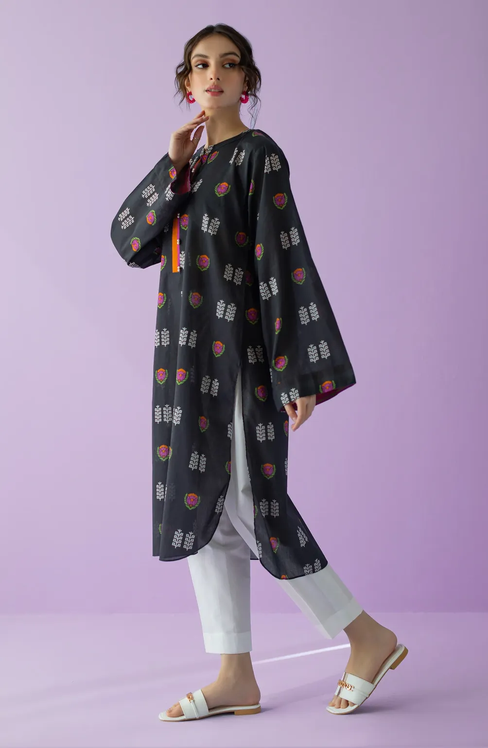 Unstitched 1 Piece Printed Lawn Shirt (HCS-23-026/U BLACK)