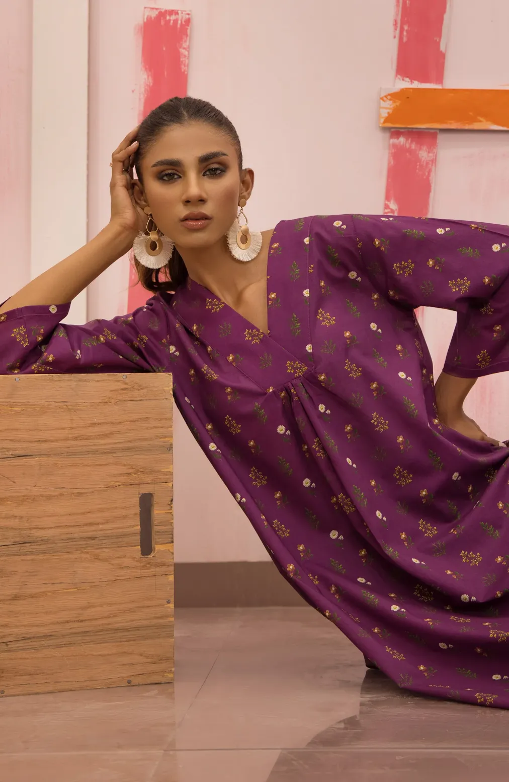 Stitched 1 Piece Printed Lawn Shirt (HCS-22-015/S MAGENTA)