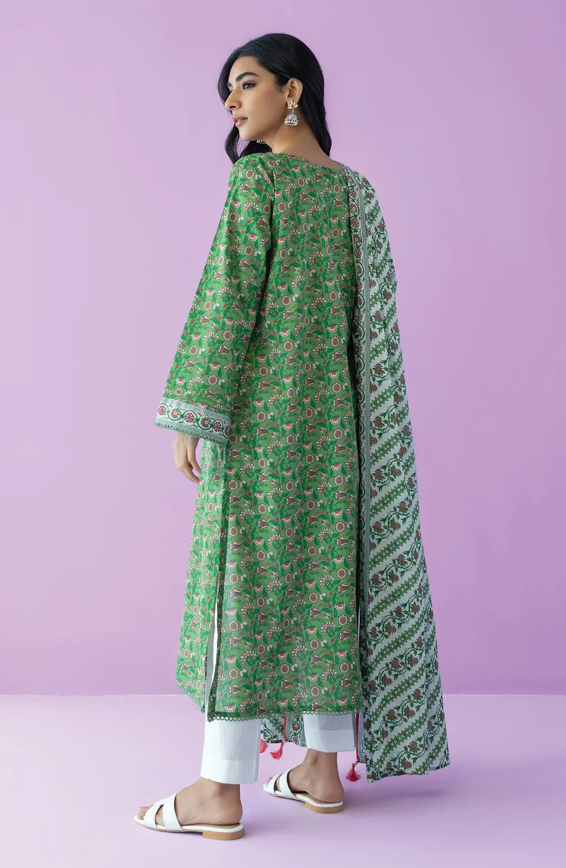 Unstitched 2 Piece Printed Lawn Shirt and Lawn Dupatta (NRDS-23-079/U L.GREEN)