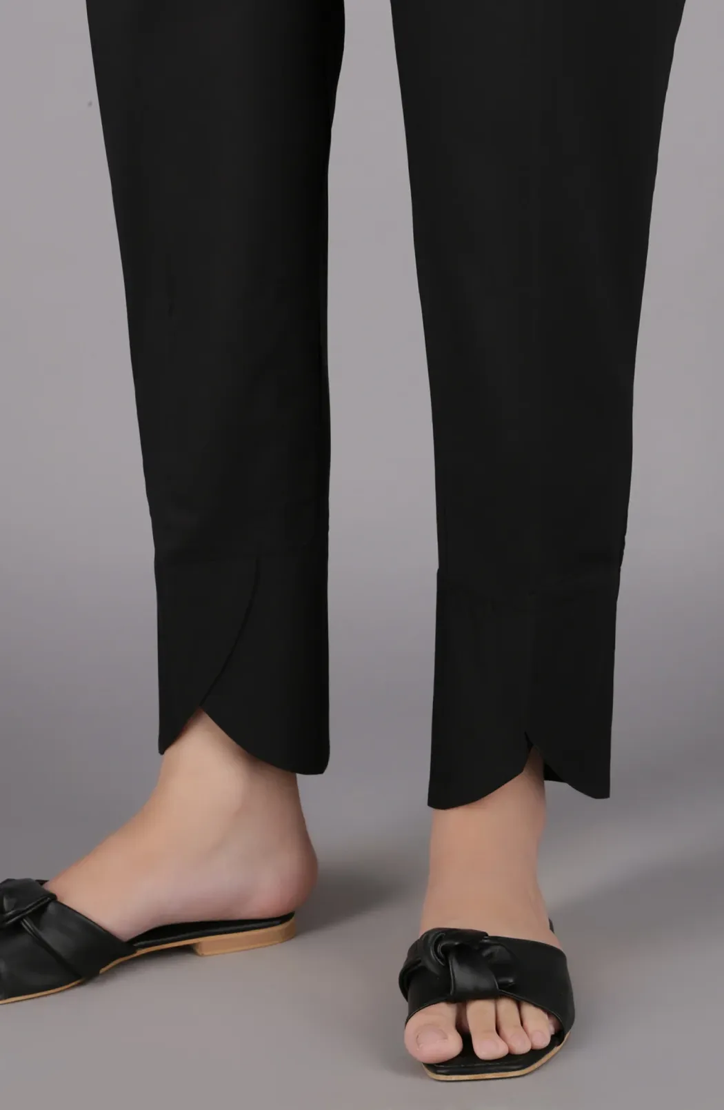 Stitched Bottoms 1 Piece Plain Cambric Pants (NRP-105/S BLACK)