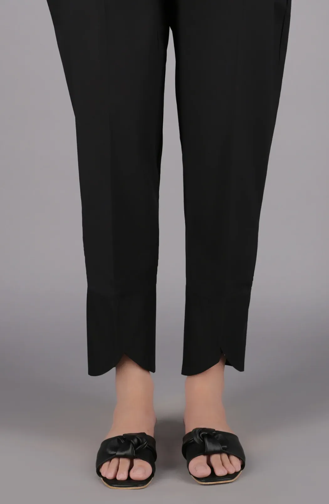 Stitched Bottoms 1 Piece Plain Cambric Pants (NRP-105/S BLACK)