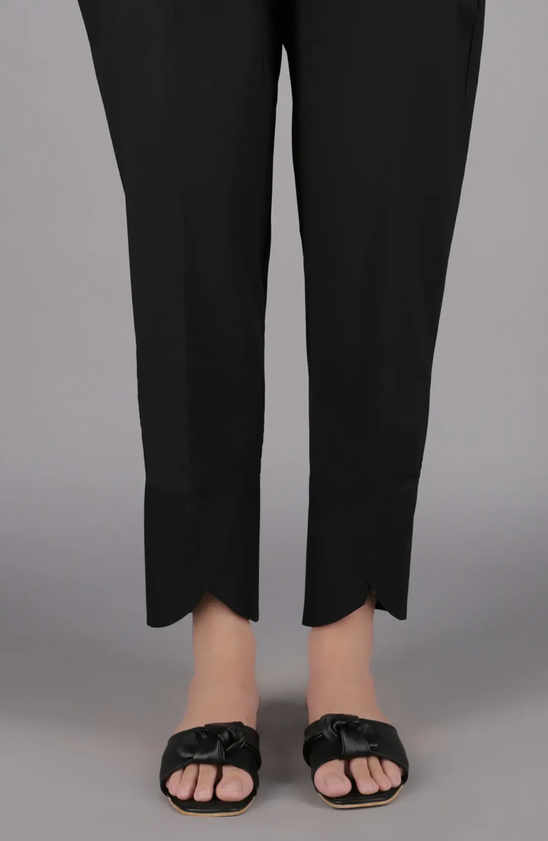 Stitched Bottoms 1 Piece Plain Cambric Pants (NRP-105/S BLACK)