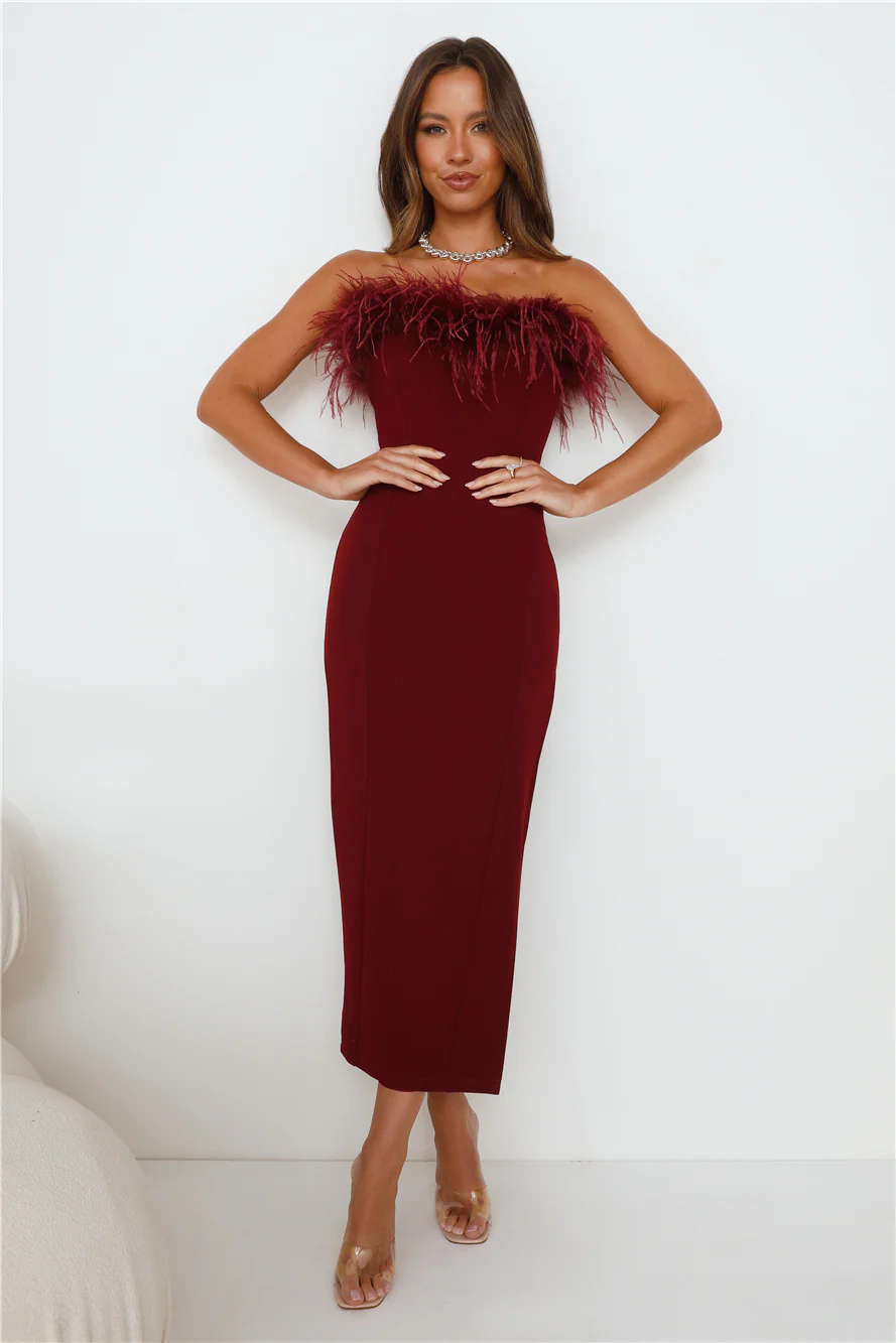 RUNAWAY Valentina Midi Dress Wine