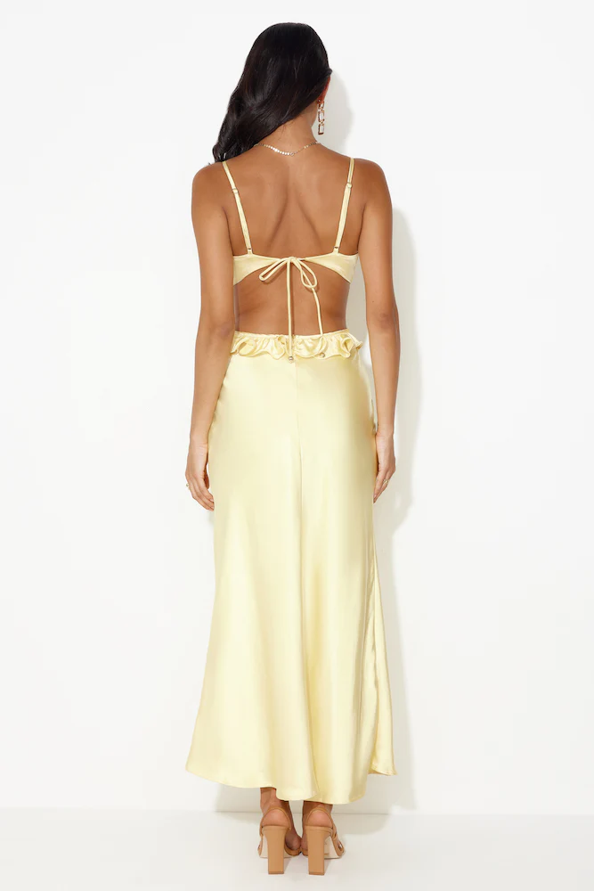 Impressed Satin Maxi Dress Yellow