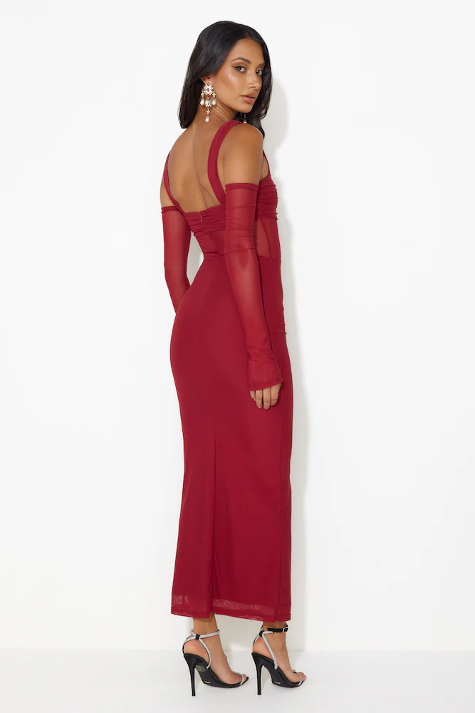 RUNAWAY Lamoura Midi Dress Wine