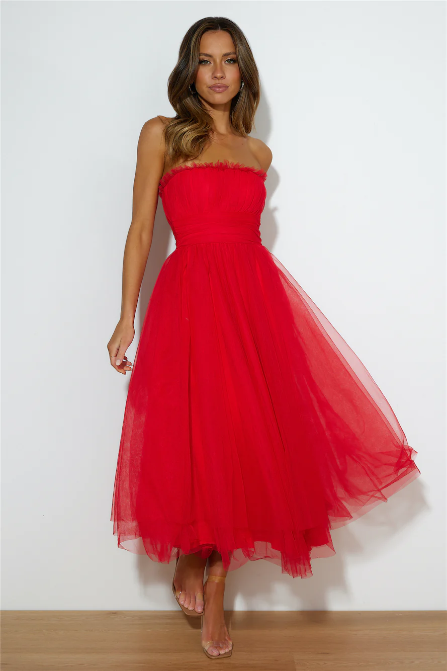 VIP Mood Midi Dress  Red