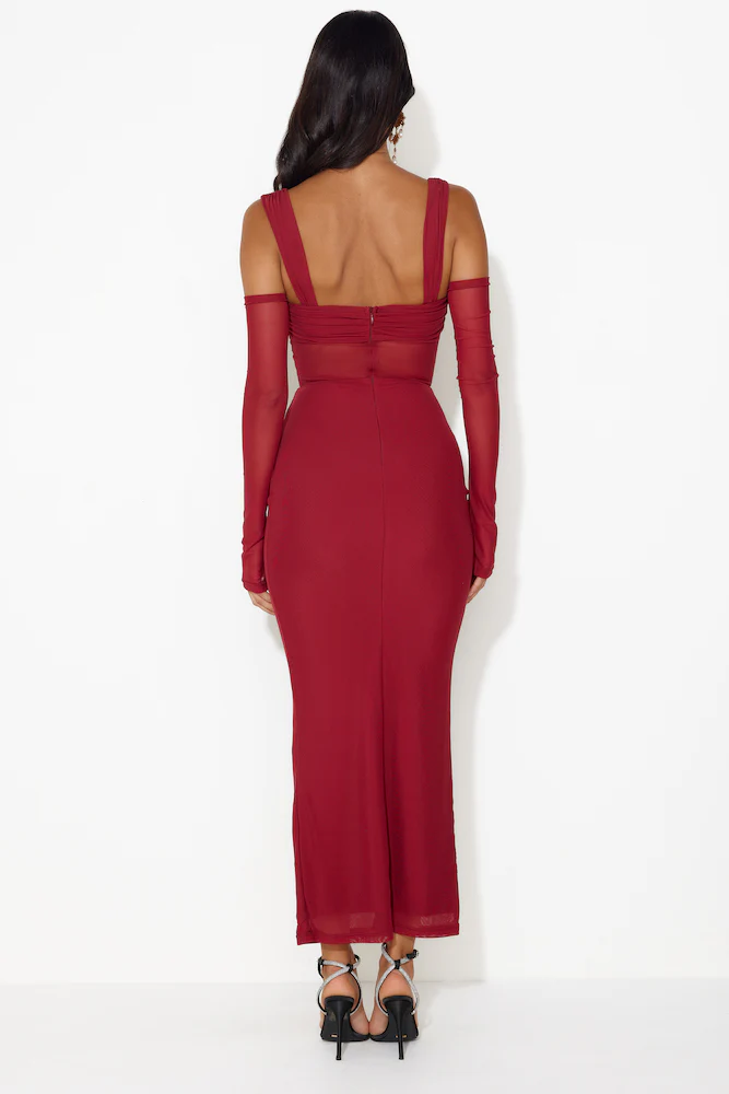 RUNAWAY Lamoura Midi Dress Wine