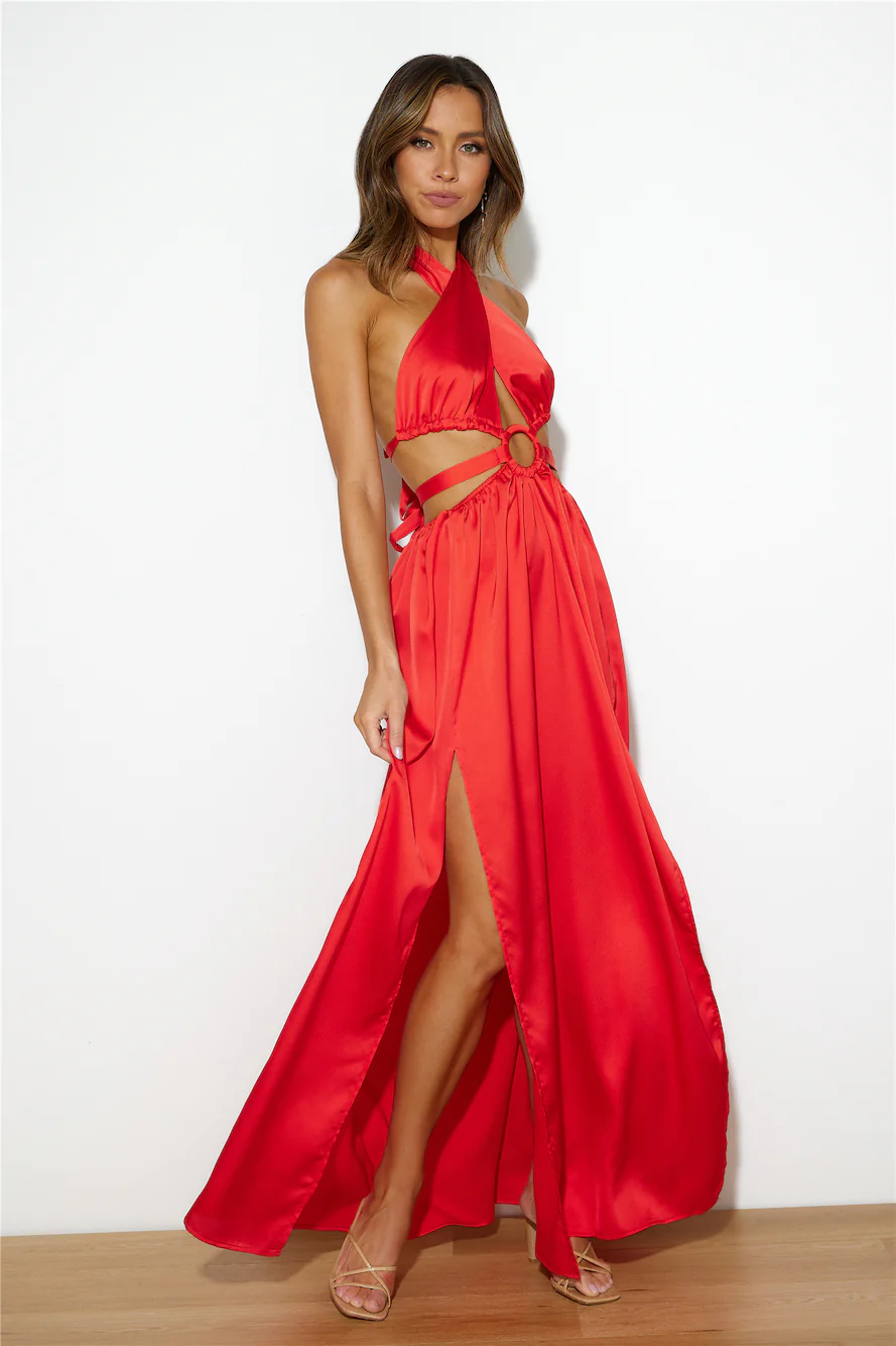 No Cares Midi Dress Red