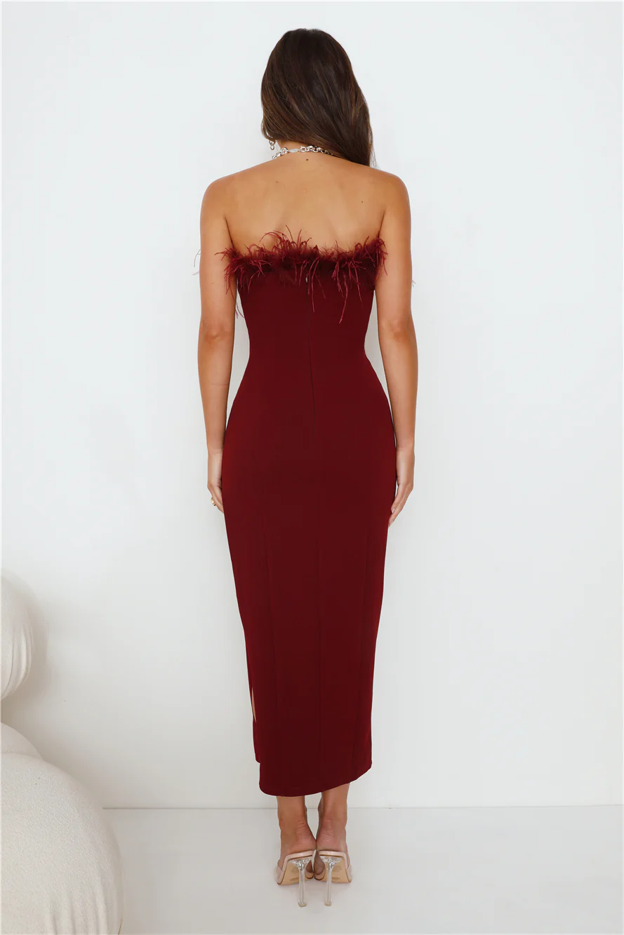 RUNAWAY Valentina Midi Dress Wine