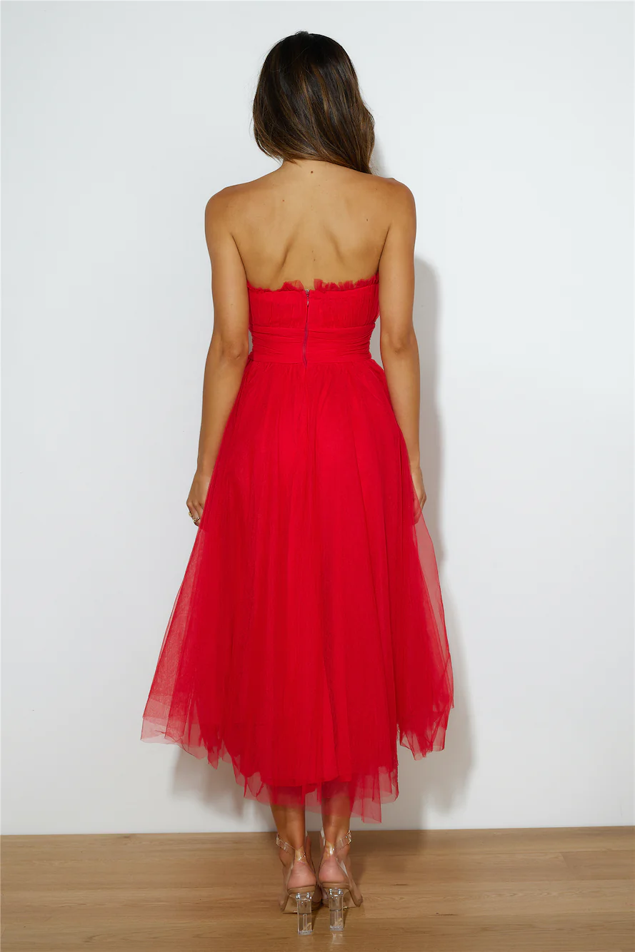 VIP Mood Midi Dress  Red