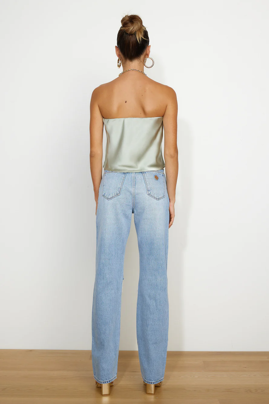 Fresh Style Satin Top Sage