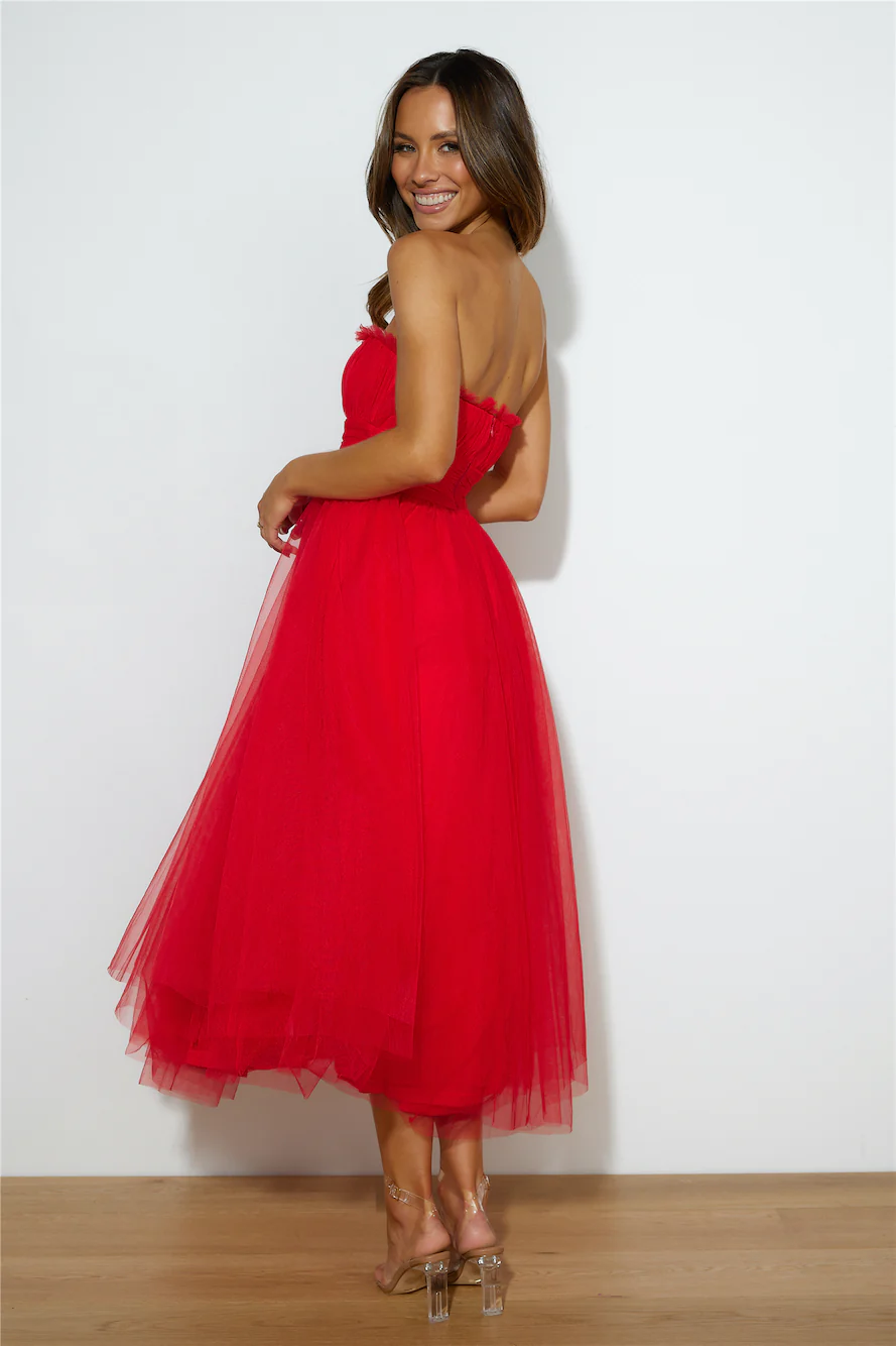 VIP Mood Midi Dress  Red