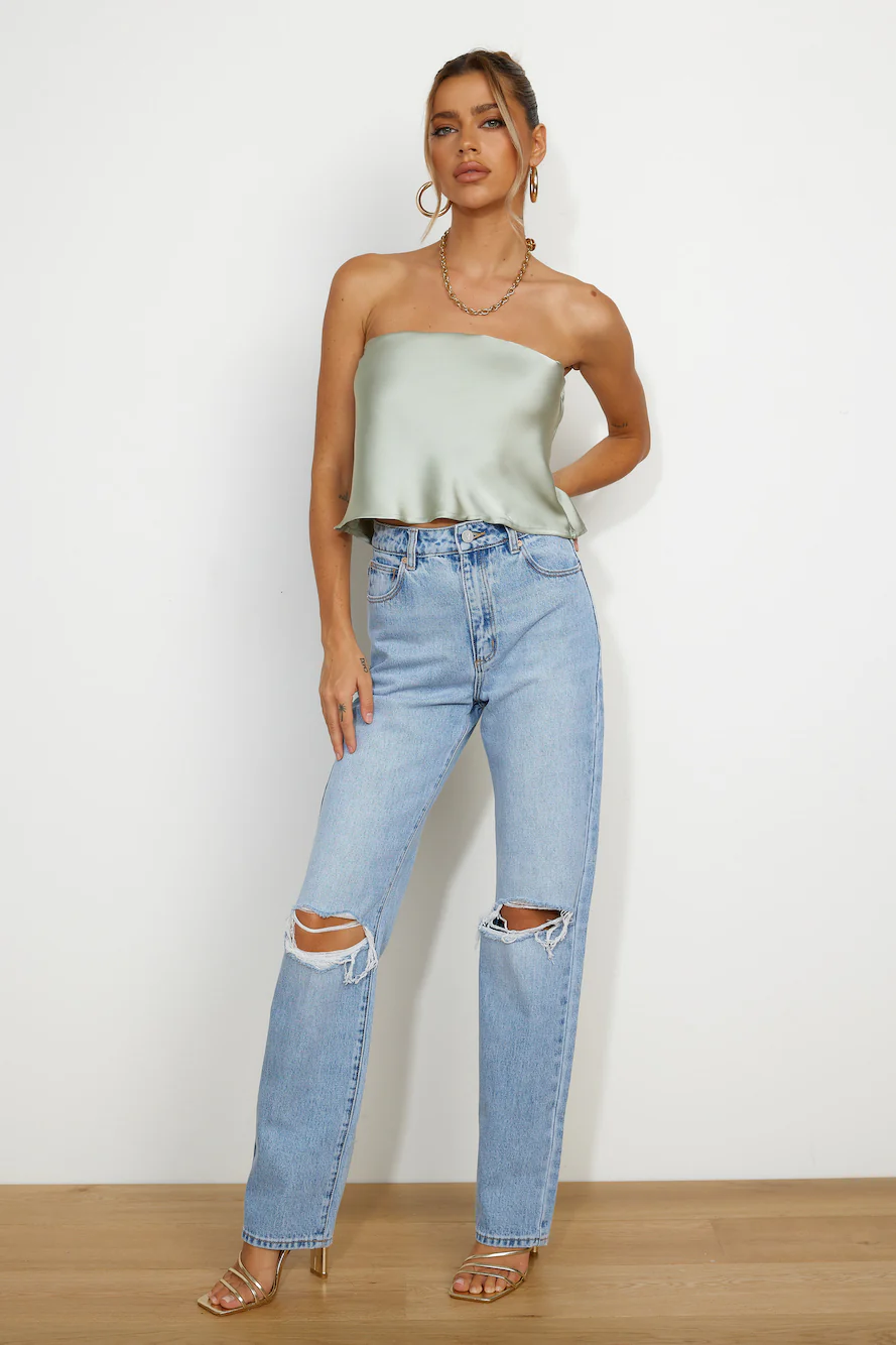 Fresh Style Satin Top Sage