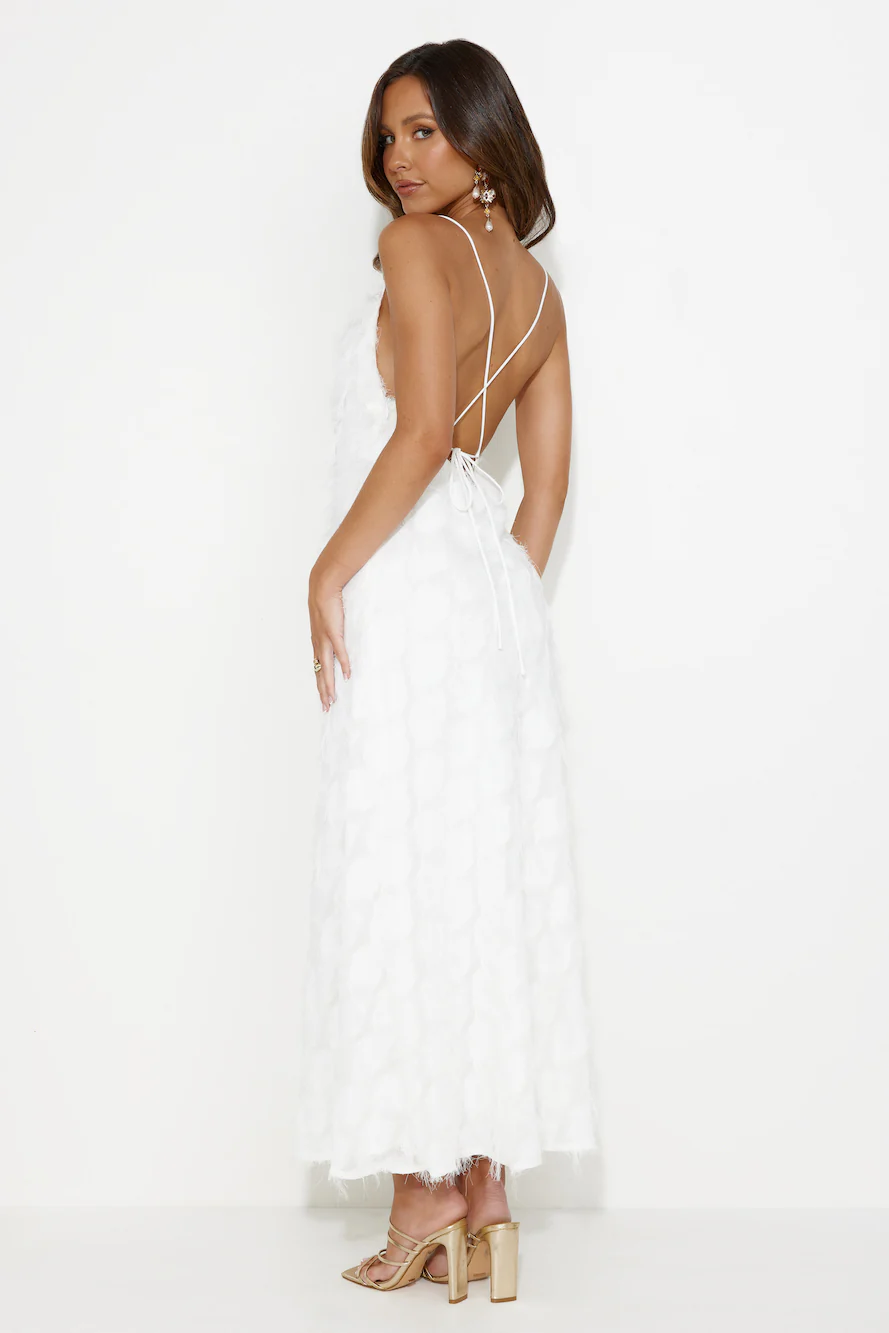 Never Unnoticed Cowl Neck Midi Dress White