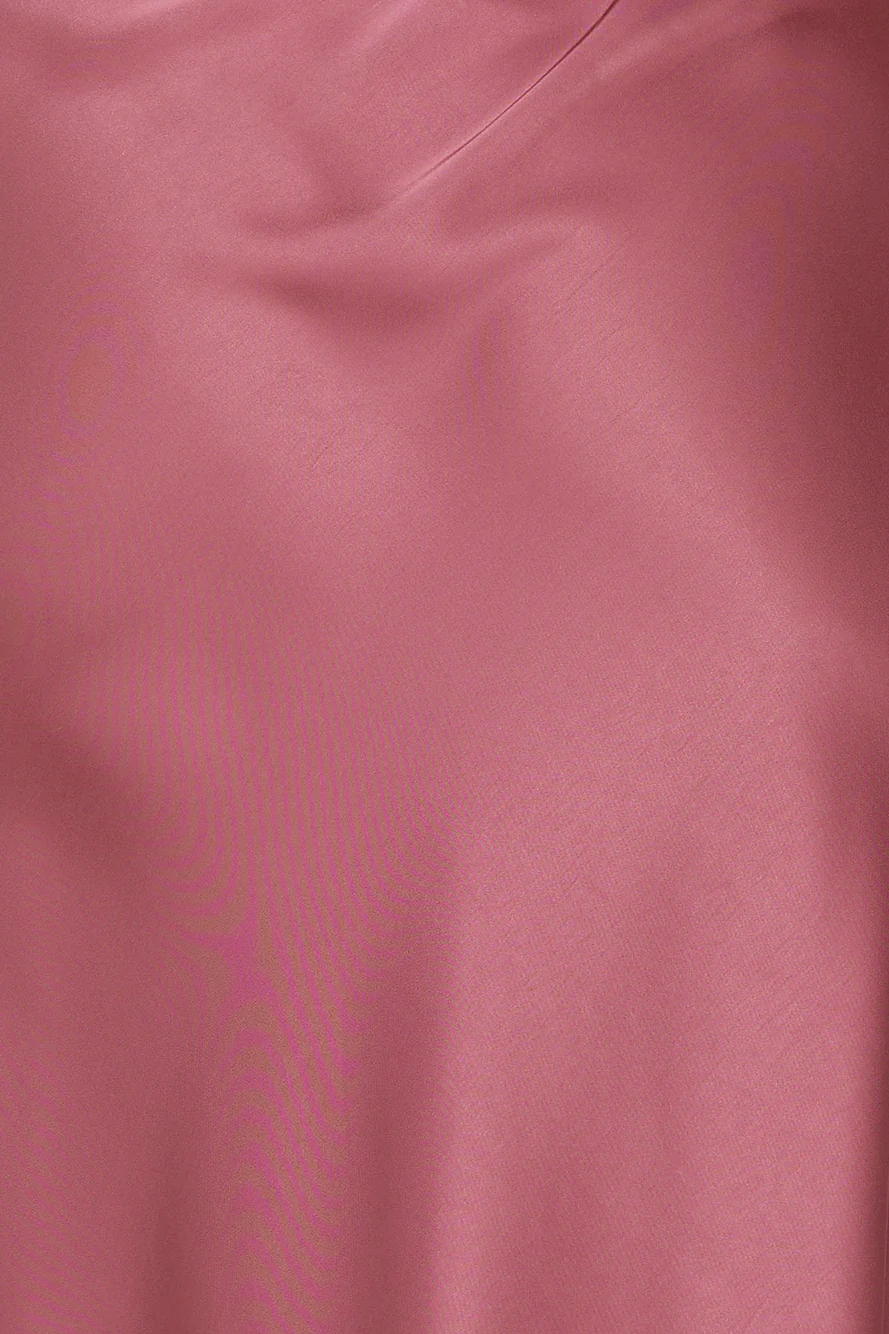 Gleaming Silk Satin Midi Dress Plum