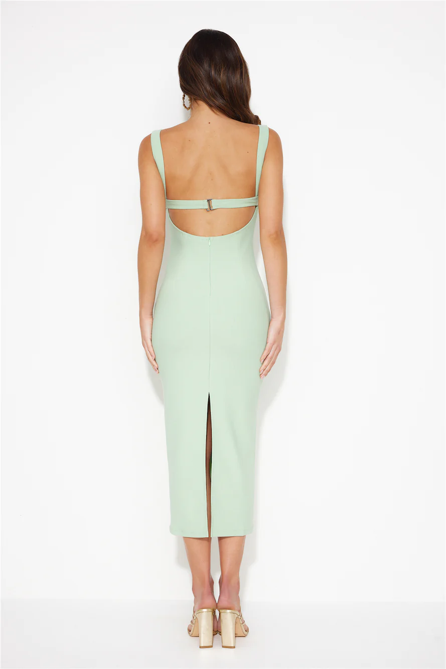 She Knows It Midi Dress Sage