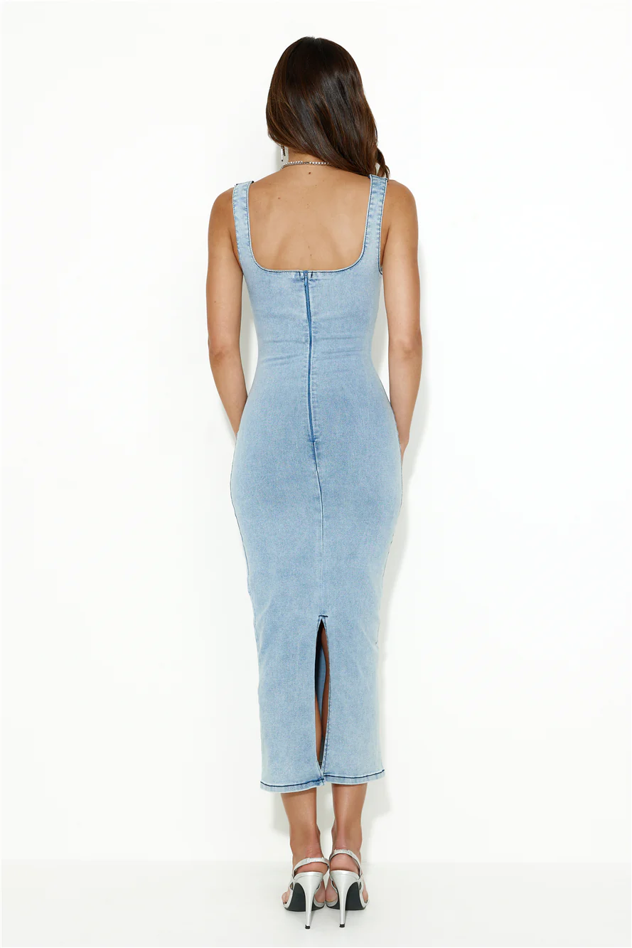 Momentum Maker Midi Dress Light Denim