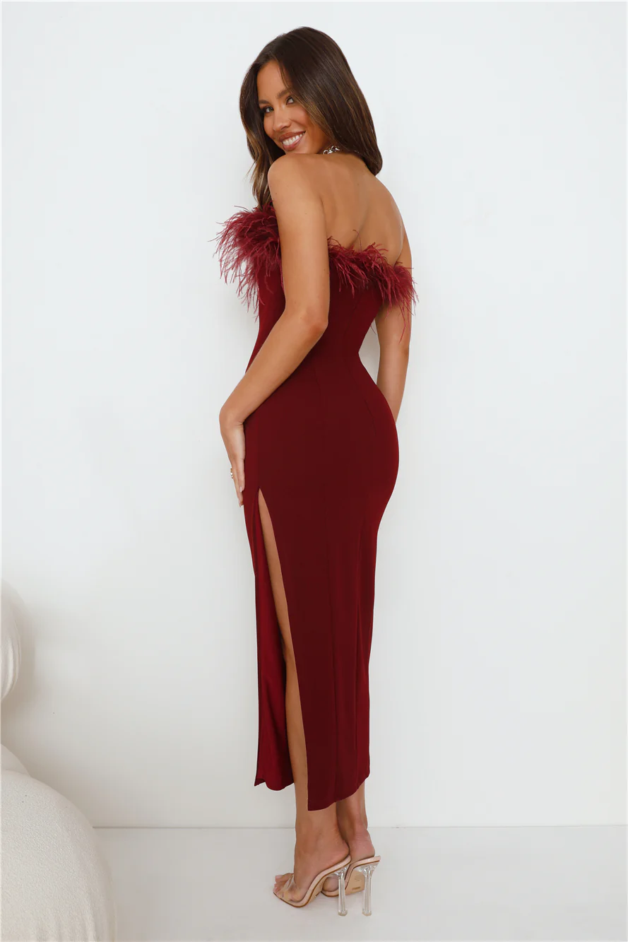 RUNAWAY Valentina Midi Dress Wine