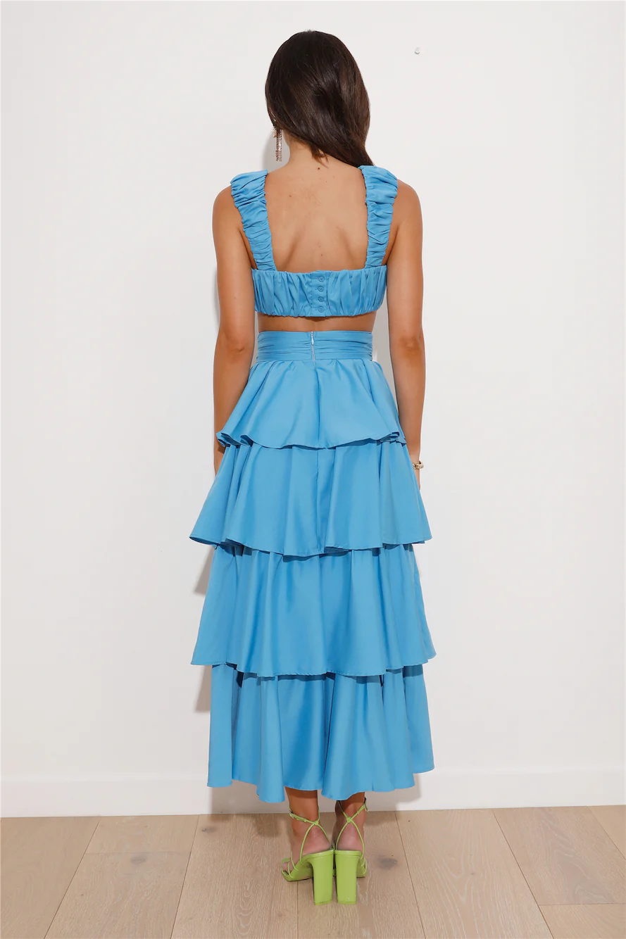 Hour To Shine Midi Skirt Blue