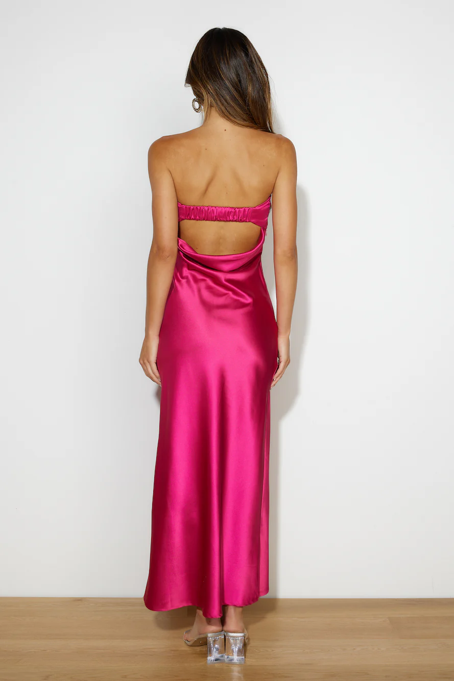 Luxe Only Satin Midi Dress Pink