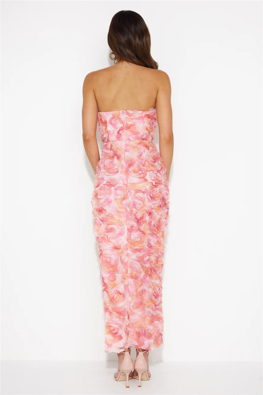 Buy Me Flowers Tulle Midi Dress Pink