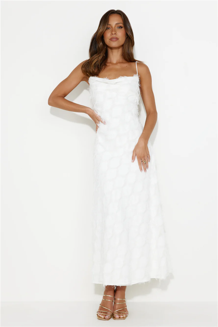 Never Unnoticed Cowl Neck Midi Dress White