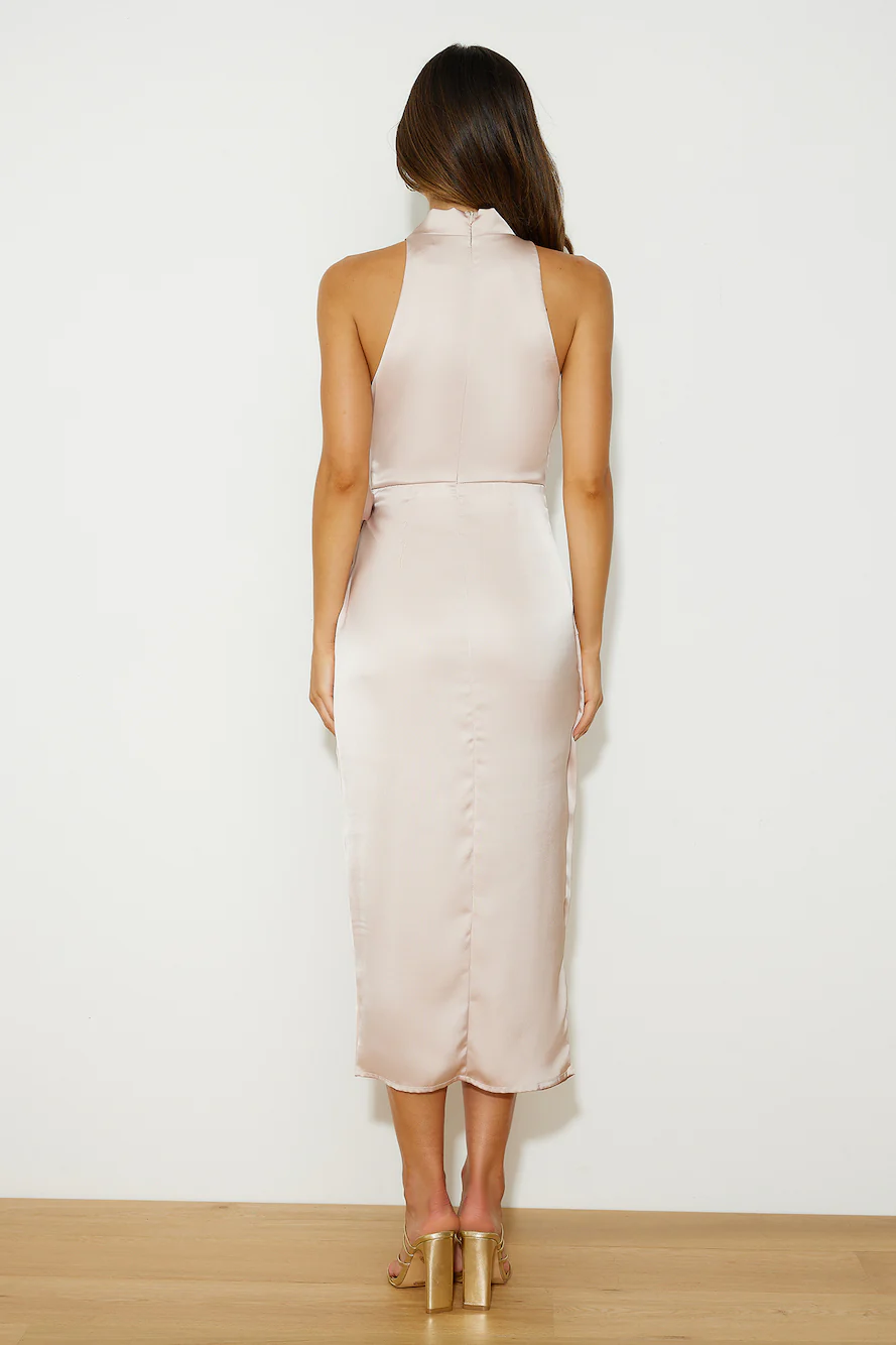 Events On High Satin Midi Dress Champagne