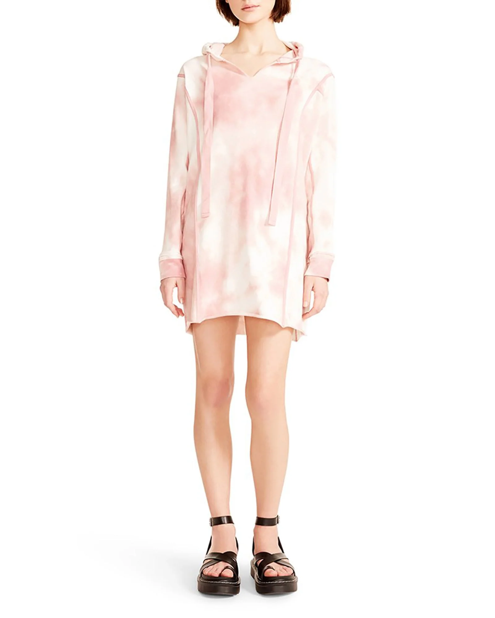 HOODIE TIE-DYE MINI DRESS BLUSH - SM REBOOTED